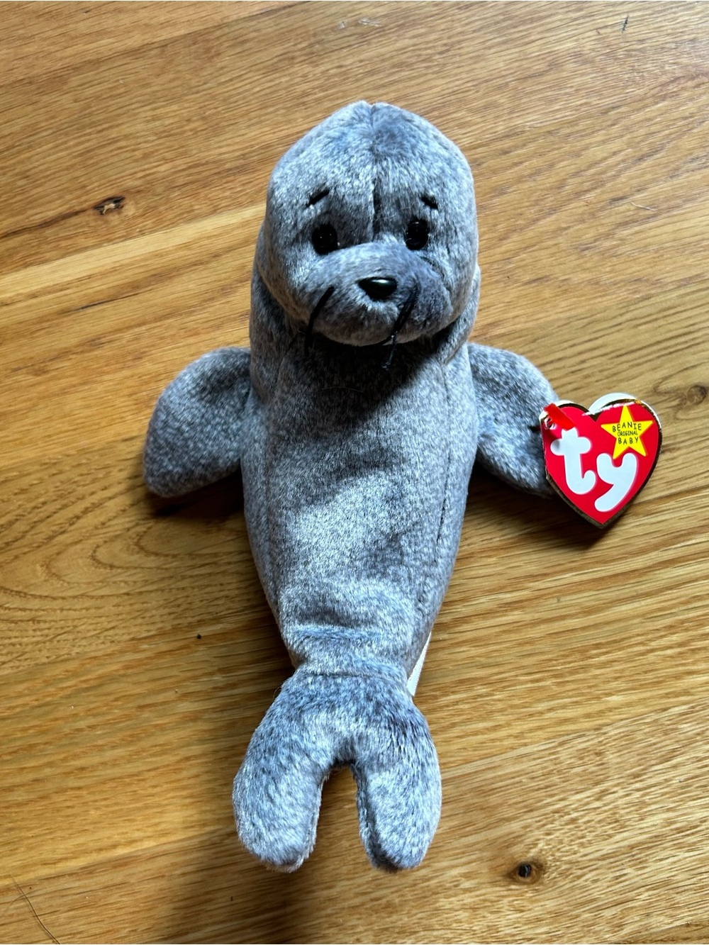 Ty Beanie Baby Gray Seal Plush Slippery Walrus